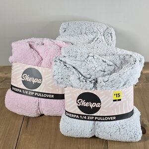 Sherpa 1/4 Zip Pullover in Pink